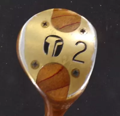 Vintage Tempo Golf Brass Plate Persimmon 2 Wood  Steel Step Shaft Reg Flex • $11.99