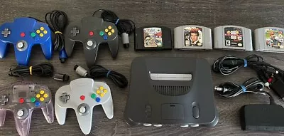 Nintendo 64 N64 Lot Bundle 4 Games 4 Controllers Cables Tested Works • $350