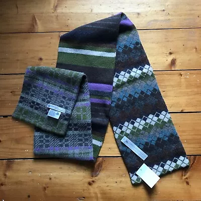 Greengrove Scarf Fair Isle Pattern Scottish Wool New With Tags Purple Green • £25