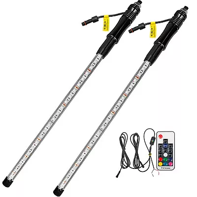 $57.99 • Buy Led Whip Lights Antenna Flag Pole Quick Release Base For ATV UTV 2pcs 3FT RGB