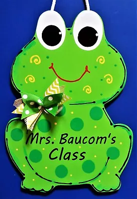 Personalize TEACHER Frog SIGN Name Plaque School Class Classroom Wall Hanger • $13