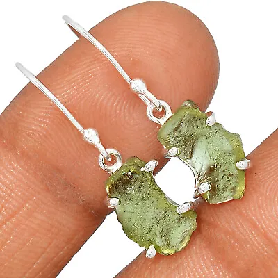 Natural Genuine Czech Moldavite 925 Sterling Silver Earrings Jewelry CE21779 • $39.99