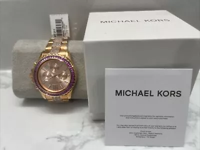 Michael Kor Everest Chronograph Ornate Rose Gold Stainless Watch Mk7211 • $199