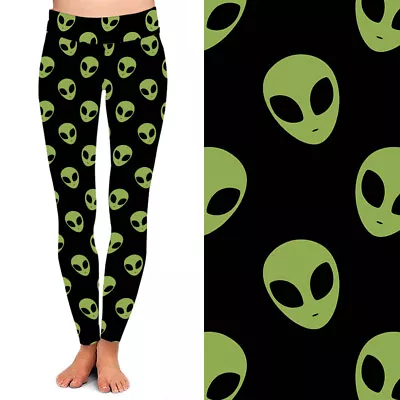 Alien Head Printed Sport Leggings Yoga Elasticated Women's Leggings • $16.15