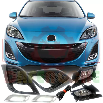 For Mazda 3 2010-2011 Front Bumper Fog Light+Fog Lamp Bezels+Harness Kit Replace • $120.15