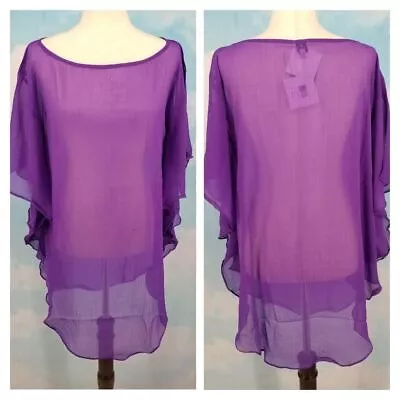 Echo Flutter Sleeve Caftan Cover-Up Purple Size S/M NWT • $24