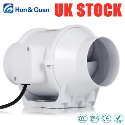 Hon&Guan 4/5 Inch Inline Duct Bathroom Extractor Fan Exhaust Ventilation System • £33.20