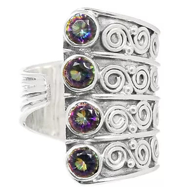 $1.96 • Buy Treated Handwork Rainbow Quartz 925 Silver Ring S.6 BR182051