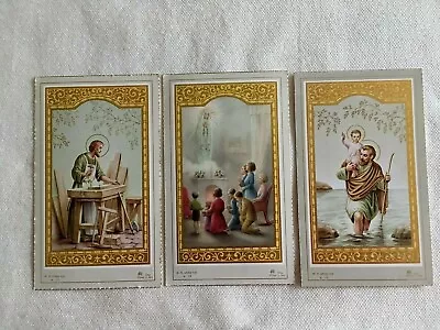 SALE 3 Catholic Vintage Antique HOLY CARDS Christopher Joseph Mary Rosary #C13 • $5