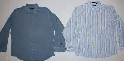 2) Van Heusen Studio Mens Long Sleeve Button Dress Shirt Blue XL 17-17.5 Set *** • $17.99