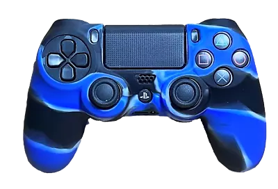 $7.90 • Buy Silicone Cover For PS4 Controller Case Skin - Black/Blue Swirls