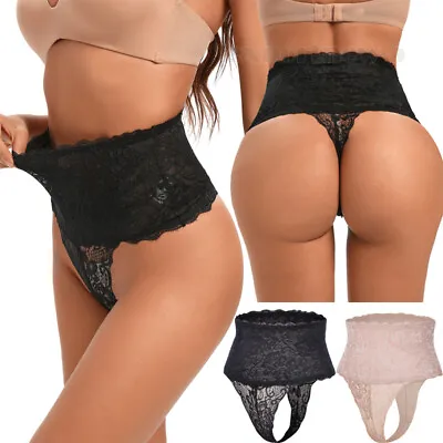£8.79 • Buy Women Thong Panties Tummy Control Pull Me In Pant High Waist Magic Lace Knickers