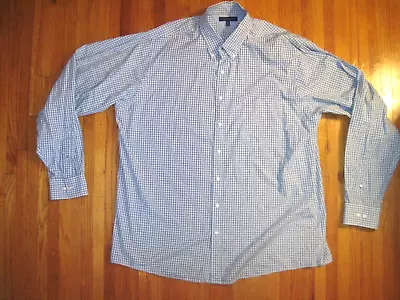 Tommy Hilfiger Classic Fit Blue/Blue Check Oxford Shirt 2XT 18 1/2 38-39 New • $36