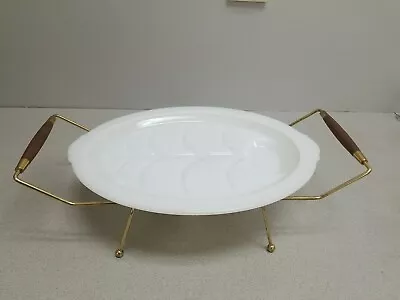 MCM  Fire King Tree Of Life Gold Trim Oval Footed Meat Platter & Warmer • $24.50