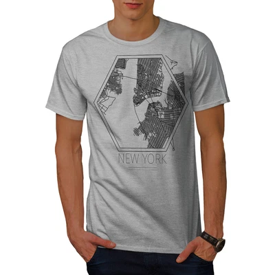 £16.99 • Buy Wellcoda New York City Map Mens T-shirt, America Graphic Design Printed Tee