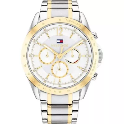 Tommy Hilfiger Mens Watch Gold & Silver Tone Bracelet With White Dial 1791226 Uk • £82.79