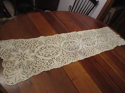 Vintage Ivory/ecru Quaker Lace Table Runner Dresser Scar 53 X 14  • $12