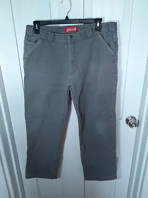 Mens Size 36X30 Coleman Stretch Work Pants Dark Gray Tear Resistant Fleece Lined • $19.99