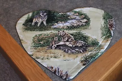 Wolf Wolves   16  X 18 Handmade Mini Table Runner Heart Topper • $9