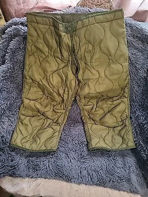 Military Cold Weather Field Pant Liners M65 OD Green LARGE Winter Trousers NOS • $14.99
