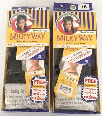 BRAND NEW LOT OF 2 Milky Way 27PCS OFF BLACK #1B 100% HUMAN HAIR SHORTCUT SERIES • $23.99