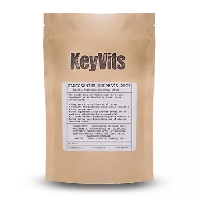 £10.99 • Buy Glucosamine Sulphate 2KCl 1500mg Tablets - BIODEGRADEABLE PACKAGING - KeyVits