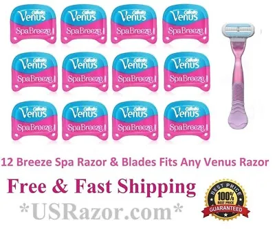 12 Gillette Venus Breeze Spa Blades Refill Cartridges Fit Olay Swirl Razor 4 6 8 • $35.79