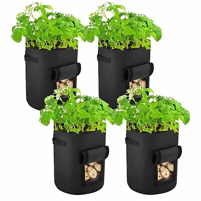 |SUL| Premium Potato & Vegetable Grow Bags | Black | 4 Pack 10 Gallon Uk Seller • £14.49