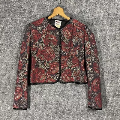 VINTAGE 70s Lanz Originals Suit Jacket Size 12 USA Tapestry Floral Rose Blazer • $18.36