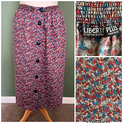 Liberty Plus Floral Midi Skirt Button Front Cottagecore UK 22 Vintage • £27.99