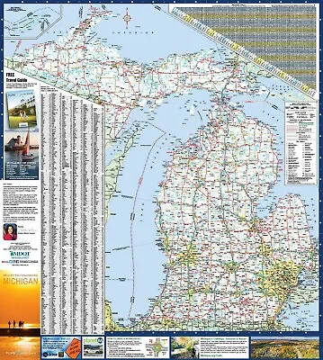 Michigan State Executive City-County Laminated Wall Map Poster • $99.95