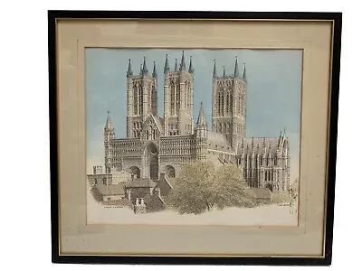 £19.99 • Buy John Bangay Lincoln Cathedral Print Signed Hand Coloured Framed Glazed