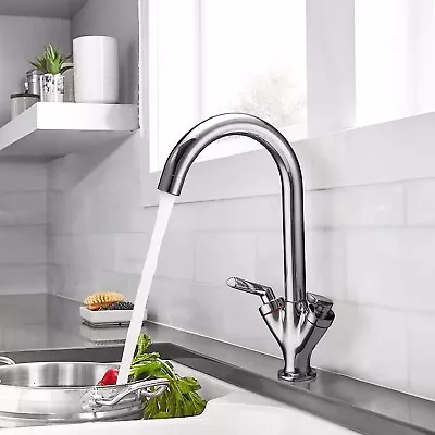 Modern Kitchen Sink Mixer Taps Swivel Spout Single Lever Tap Mono Chrome Faucet • £18.50