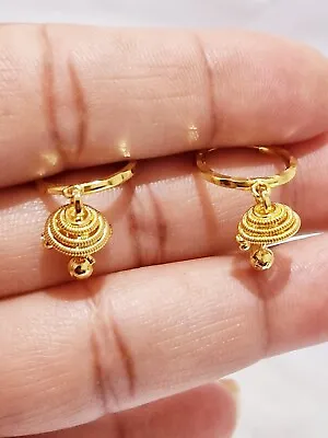 Soild 22ct Gold Plated Earrings Women Drop Small Jhumki Earrings  • £4.49