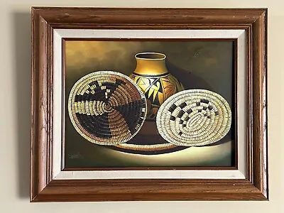 Myung Mario Jung Oil Painting Of Hopi Pot And Native American Baskets • $33