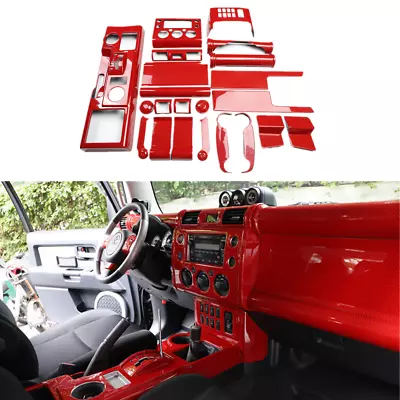 Red Carbo Console Central Accessories Trim Kit For TOYOTA FJ Cruiser 07-22 2020 • $541.71