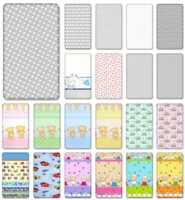 100% COTTON FITTED SHEET BABY COTBED PRINTED 160x70 140x70 120x60 90x40 NURSERY • £6.98