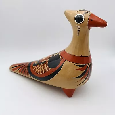 Mexico Burnished Pottery Bird Dove Hand Painted V Silva Clay Folk Art Figurine • $25