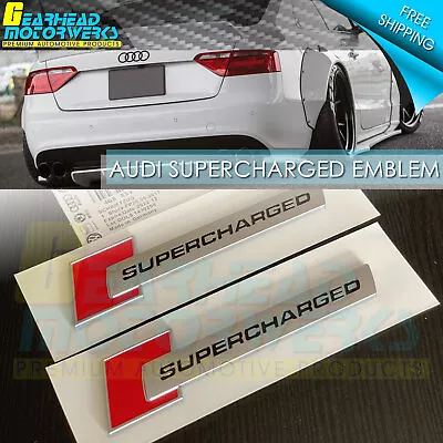 2x For Audi SuperCharged Badge Emblem 3D Side Fender A3 A4 A5 A6 A7 A8 Q3 Q5 OEM • $16.99