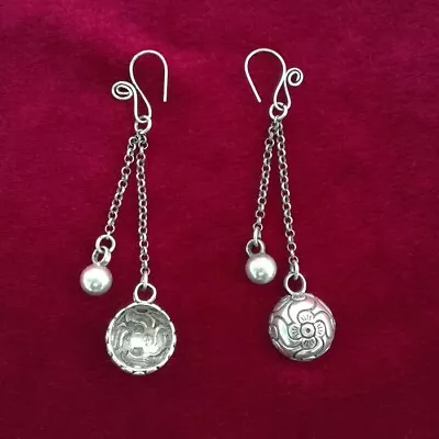 Elegant Nice Gift Exotic Chinese Pure Handmade Miao Silver Dangle Earring 1pair • $20