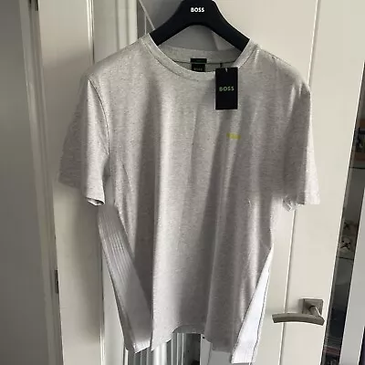 100% GENUINE HUGO BOSS  T-SHIRT Rrp£50-£75.SIZE-XXL STRETCH GREY/WHITE • £29.99