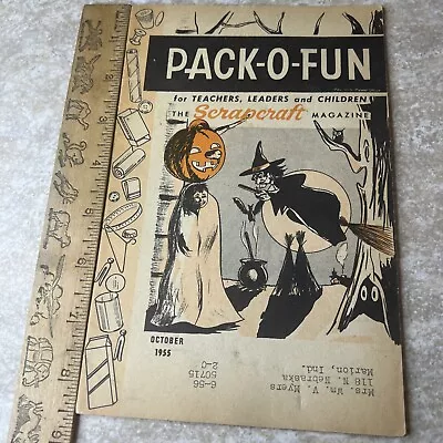 Vintage October 1955 PACK-O-FUN Scrap Craft Magazine Halloween Crafts • $24.99