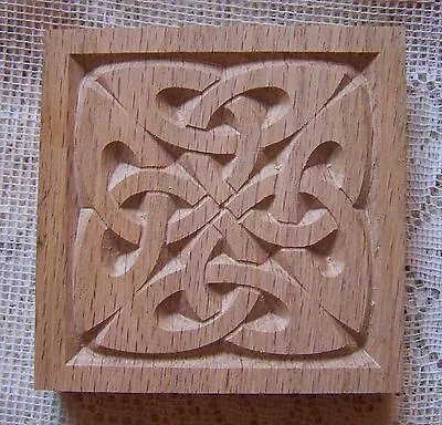 *SET Of 4* Celtic  Quad Knot  Carved Rosette Block  3.5  X 3/4   Oak Pine MDF • $19.60