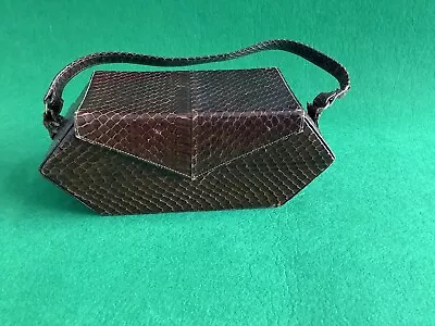 Vintage Brown Snake Skin Box Handbag Purse - Unique!! • $37.50