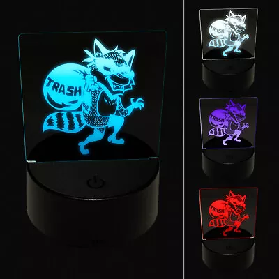 Raccoon Trash Bandit Thief 3D Illusion LED Night Light Sign Nightstand Desk Lamp • $19.99