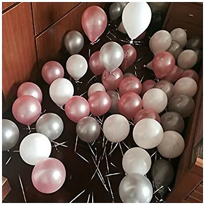 10  White Pink Silver Balloons Girls Balon Theme Decoration Baby Shower New Born • $4.96