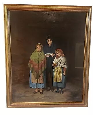 Vintage Oil On Canvas Orignal Painting Begging Venetians After Luigi Mion Signed • $999