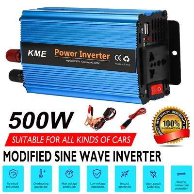 500W Power Inverter Adapter Converter Dc 12v To Ac 230v 240v Car Chargers Trip • £16.98