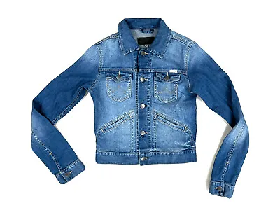 Wrangler Denim Womens Jean Jacket Full Button Size 6 Trucker Biker Short • $26.10