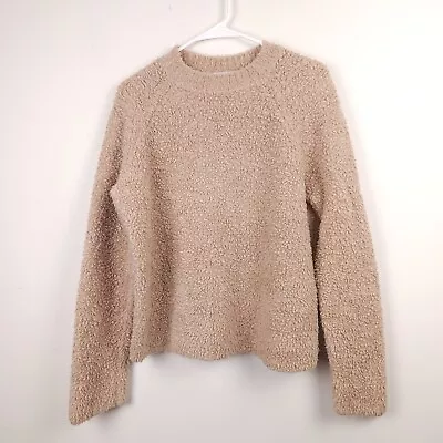 Vince Sweater Womens Large Beige Wool Blend Sherpa High Pile Pullover Stretch • $24.99